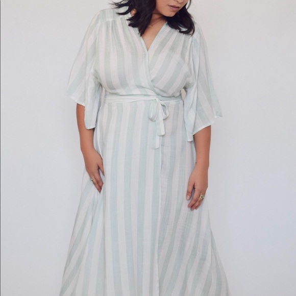 Umgee Sage Striped Wrap Dress - Picture 3 of 3